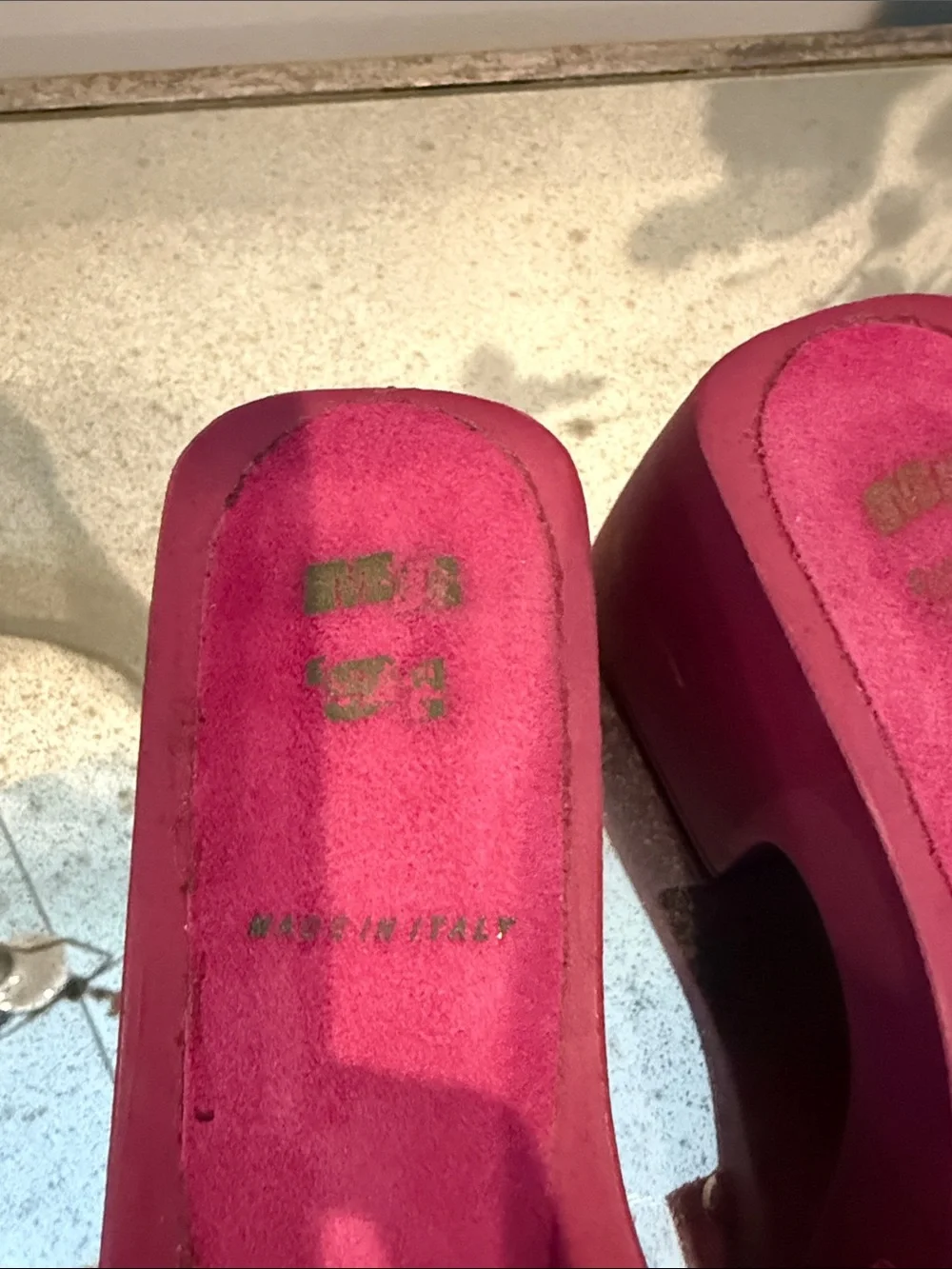 Moma Fuchsia Suede Platform Slide Sandals